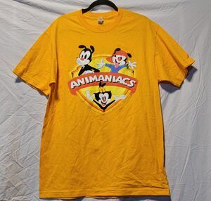 Animaniacs Yellow Shirt Warner Bros Yakko Wakko Dot Size Large VTG